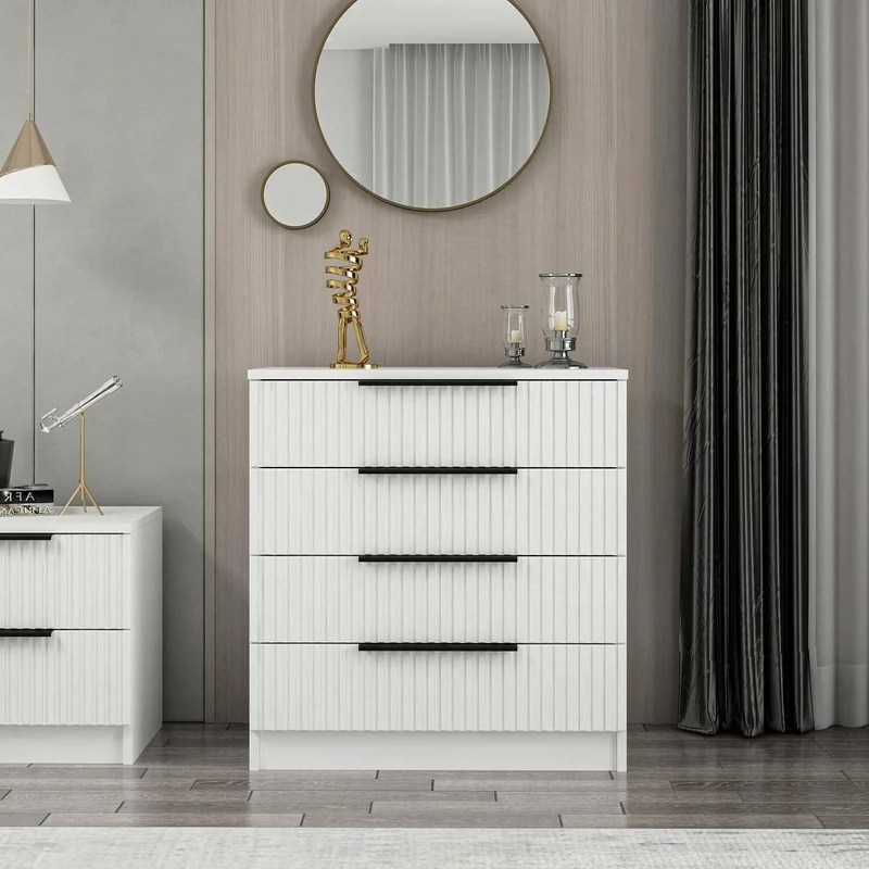 Dmora Theemin Chest of Drawers, Multi-Purpose Settimino, Bedroom Dresser, Cabinet with Drawers, 72 x 42 x H 77 cm, White