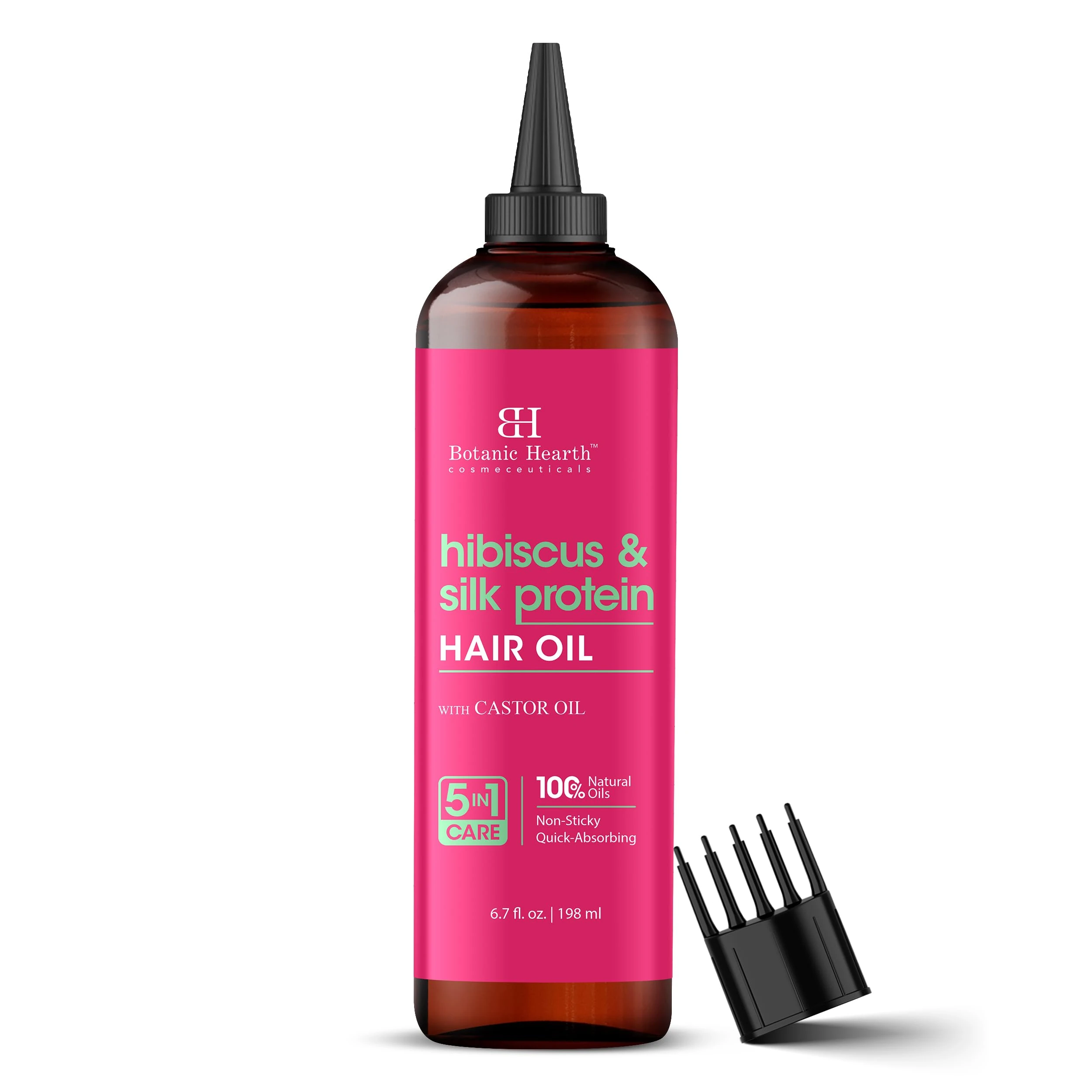 Botanic Hearth Hibiscus & Silk Protein Hair Oil - 6.7 fl oz - Hydrating and Strengthening Hair Treatment for Smooth, Shiny, and Healthy-Looking Hair - Paraben Free - For All Hair Types