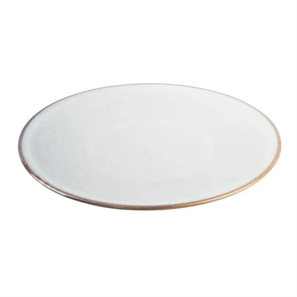nisbets limited Olympia Drift Grey Plain Coupe Plate 280mm 4 Pack - Porcelain Dinnerware Set, Dinner Round Serving Plates, Microwave & Dishwasher Safe FU187