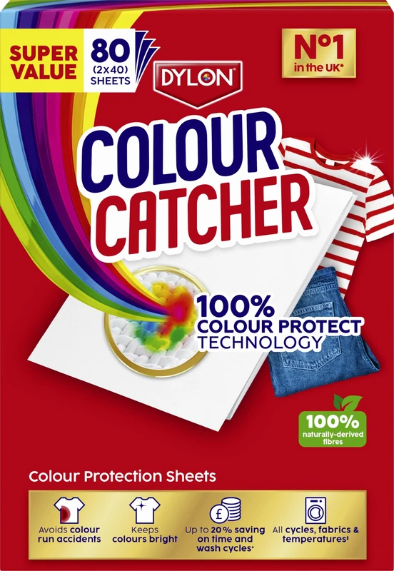 Colour Catcher Colour Protection Sheets (1 pack x 80 sheets), Colour Catcher Sheets for Mixed Colour Washes to Avoid Colour Run Accidents, Made of 100% Naturally-Derived & Biodegradable Fibres