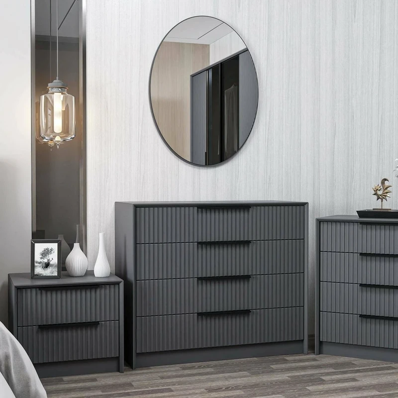 Dmora - Haedus chest of drawers, multipurpose settimino, bedroom dresser, cabinet with drawers, 100x85 h45 cm, Anthracite