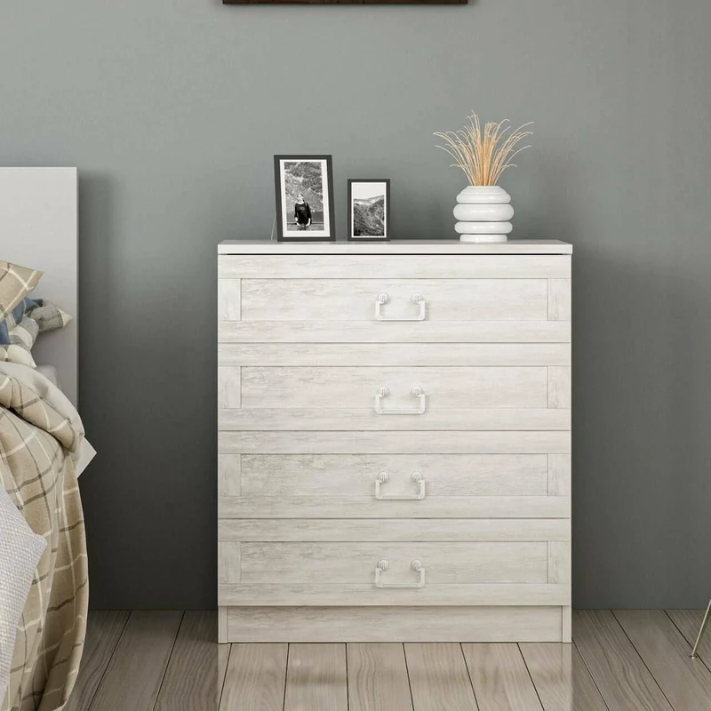 Dmora Mothallah Chest of Drawers, Settimino Multipurpose Bedroom/Dresser with Drawers, 72 x 77 x H 42 cm, White, Melamine Particle Board 18 mm