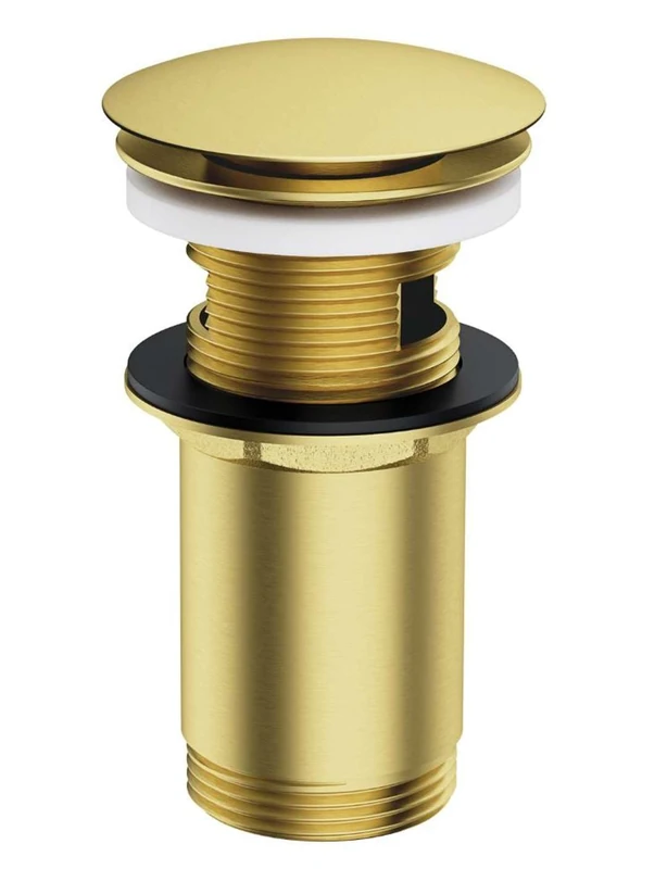 Omnires A706BSB White matt-A706BSB Click-clack Stopper for Bathroom Sink with Overflow Klik-klak brass-A706BSB, Brushed Brass