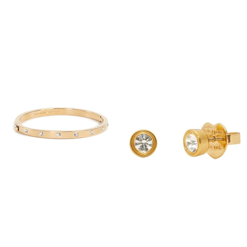 Kate Spade New York Set in Stone Bangle & Studs, Clear/Gold