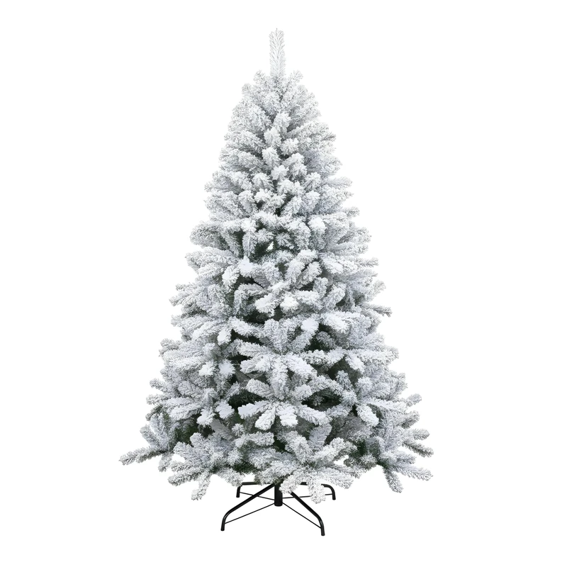7Ft/2.1m Yukon Snow Pine Artificial Green Christmas Tree Snow Flocked 800 Tips Branches Snowy Bushy Xmas Home Decorations, Metal Stand