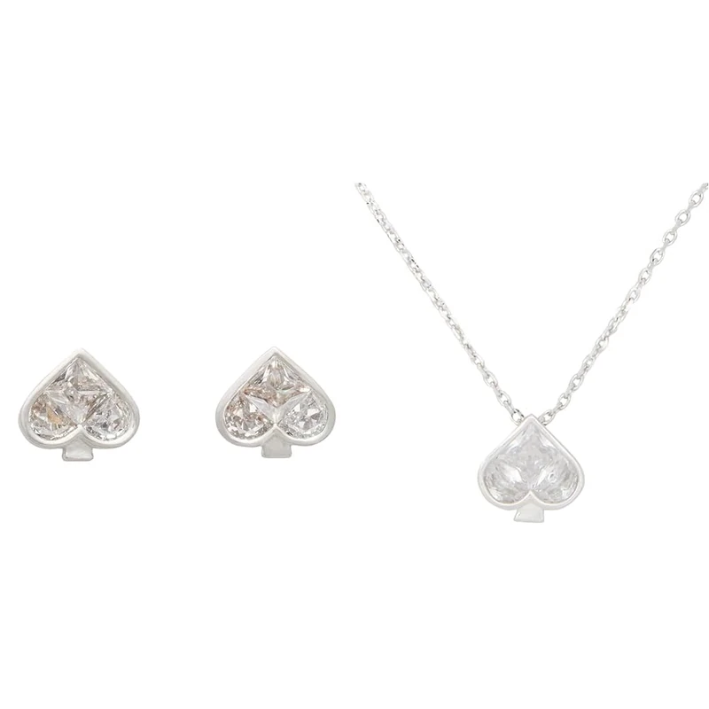 Kate Spade New York So Spade Studs & Pendant, Clear/Silver