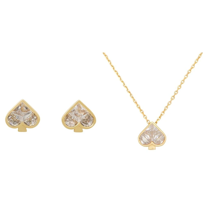 Kate Spade New York So Spade Studs & Pendant, Clear/Gold