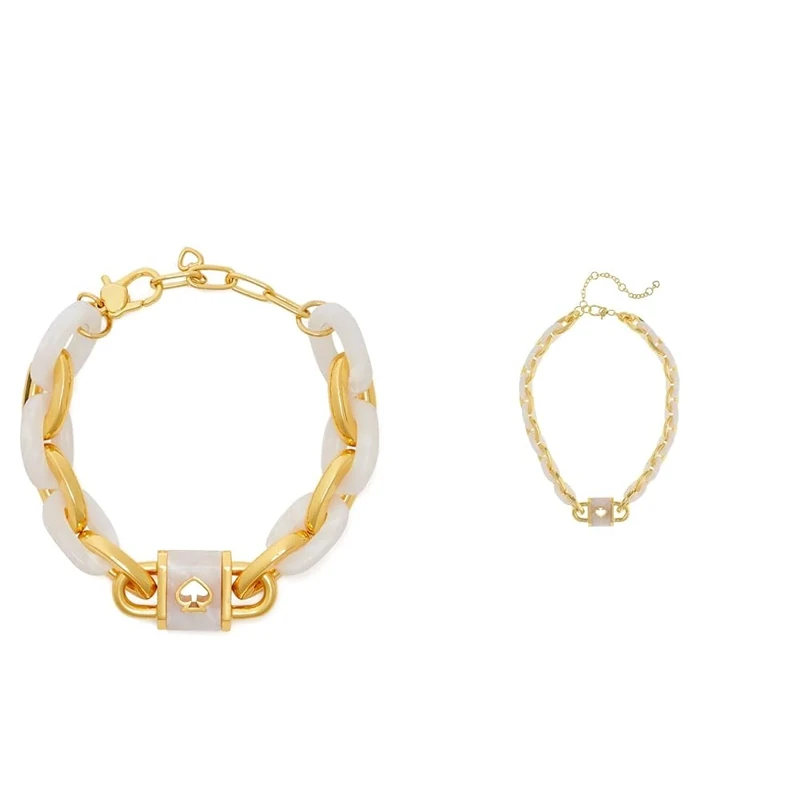 Kate Spade New York Statement Link Bracelet & Necklace, White Gold