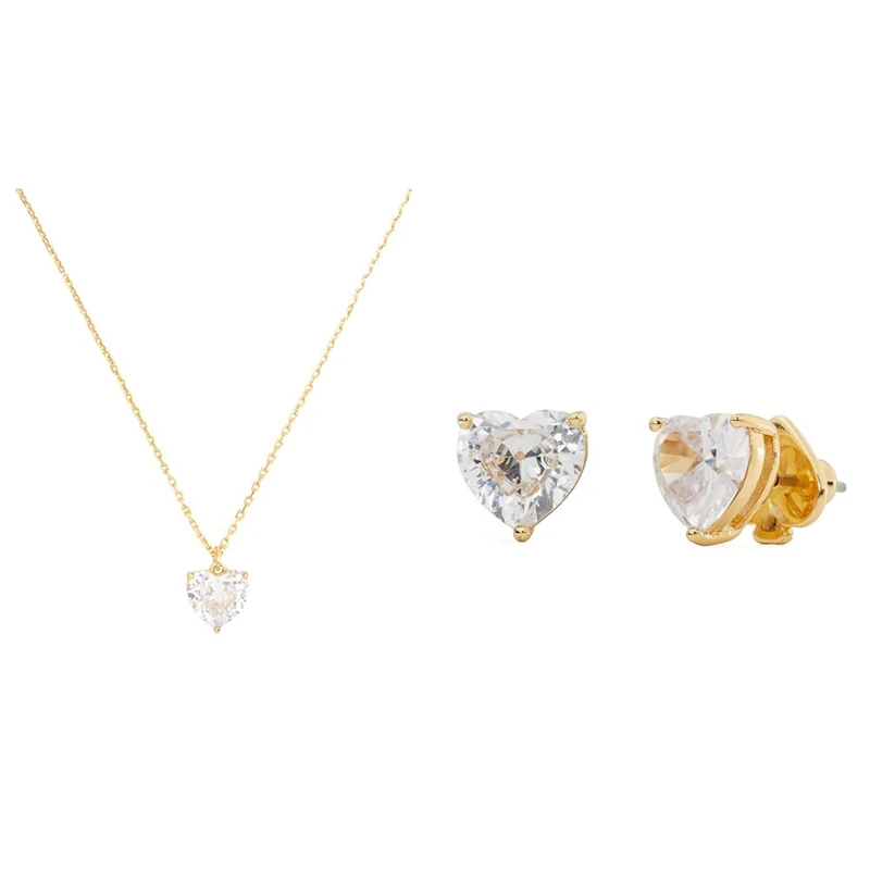 Kate Spade New York My Love Pendant & Studs, Clear/Gold