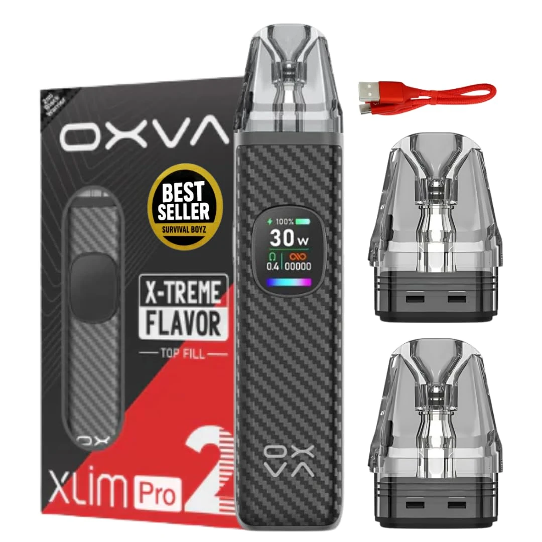 Oxva Xlim Pro 2 Pod Kit [Black Warrior] - Available in 24 colours, 2A Fast Charge, 1300mAh Battery, 0.56" Ultra-HD Color Screen - No Nicotine