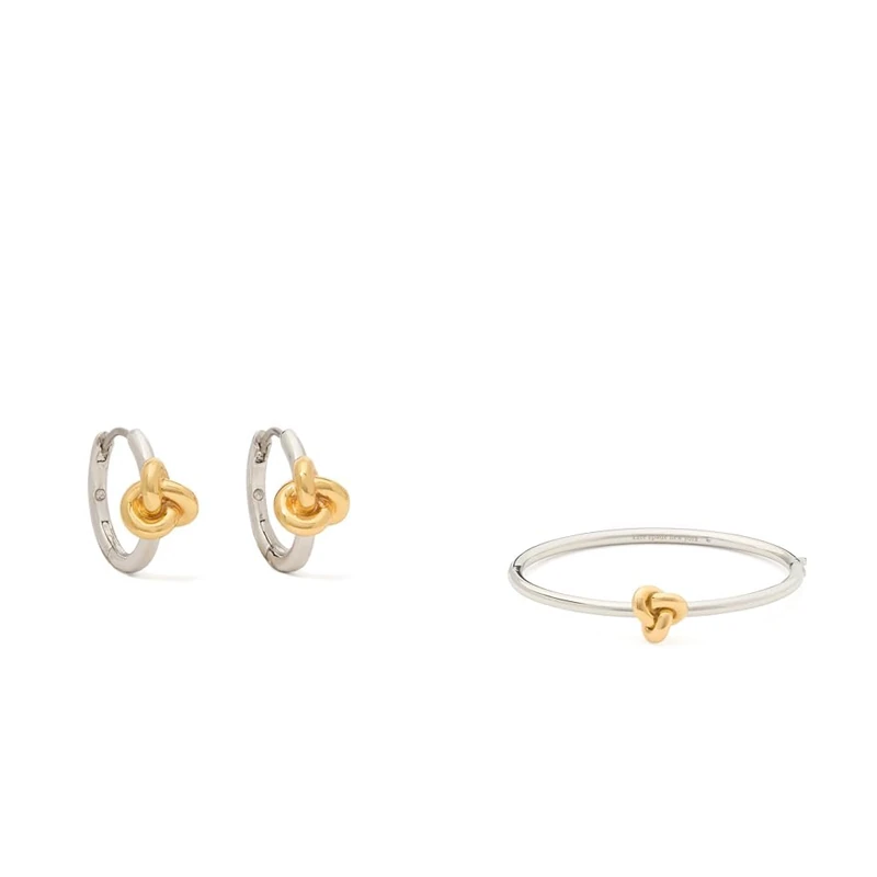 Kate Spade New York Double Knot Hoops & Bangle, Silver & Gold