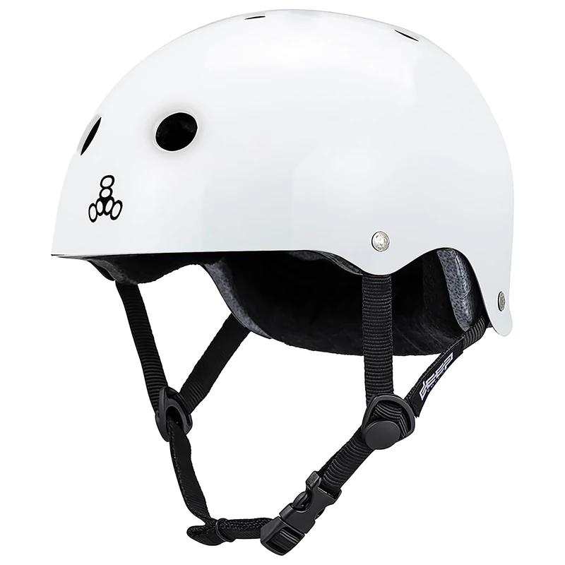Triple Eight Deep Cover Helmet – Ideal for Skateboarding, Cycling, BMX, and Roller Skating - X-Small/Small - White Glossy