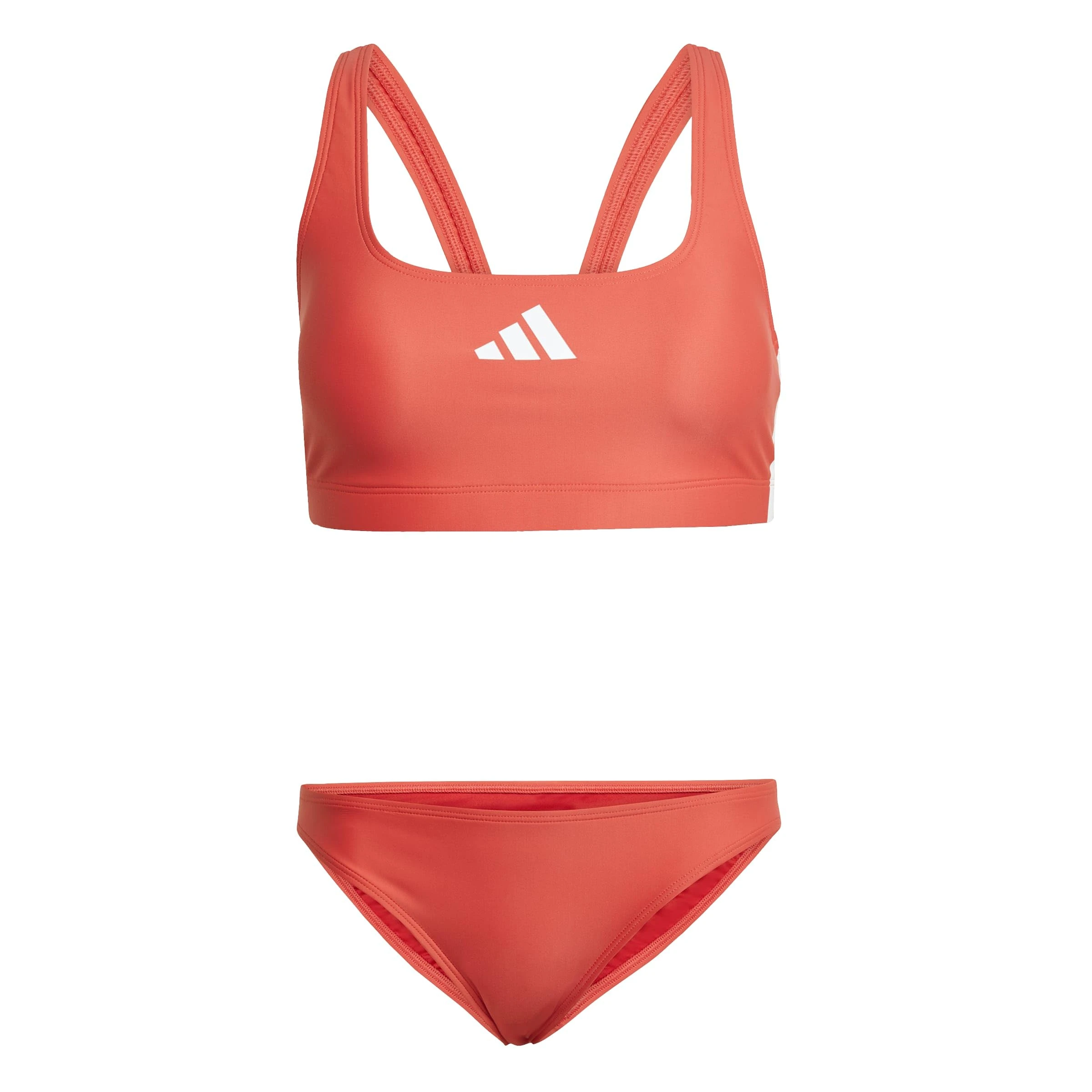 adidas Women's 3 Stripes V-Back Bikini, Semi Lucid Red/White, 38