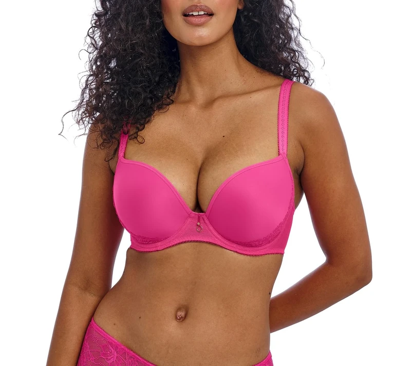 Freya Women's Fascinate Underwire Molded Plunge T-Shirt Bra, Hot Pink, 32F