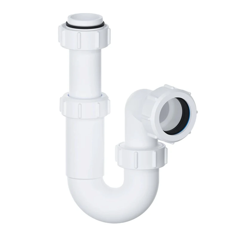 PlumbEZ Adjustable Swivel P Trap with Anti-Slip Ring, Telescopic Sink Trap, 32mm (1.1/4") Multi-fit Sink Waste Kit, BS EN2574-1 Compliant Waste Pipe U Bend