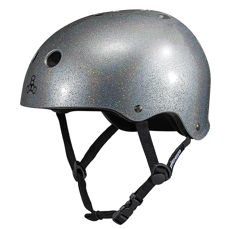 Triple Eight Deep Cover Helmet – Ideal for Skateboarding, Cycling, BMX, and Roller Skating - X-Small/Small - Silver Glitter