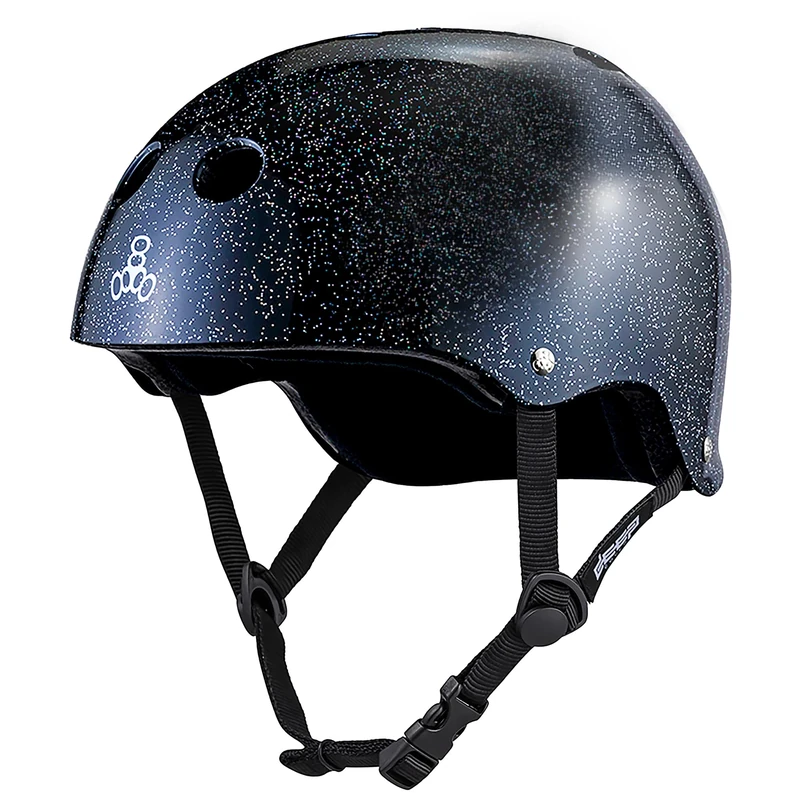 Triple Eight Deep Cover Helmet – Ideal for Skateboarding, Cycling, BMX, and Roller Skating - X-Large/XX-Large - Black Glitter