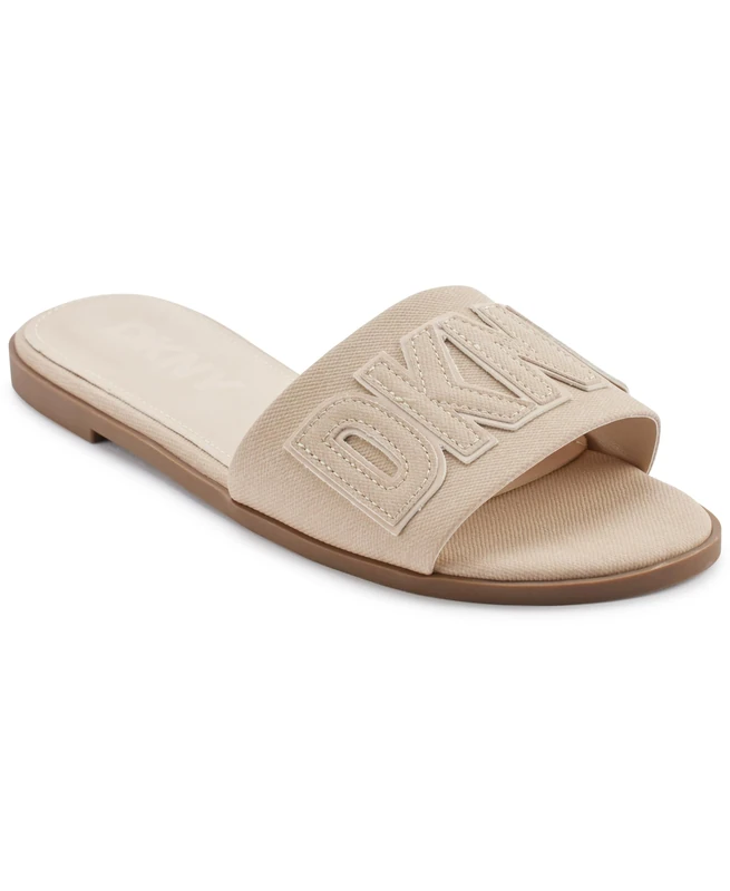 DKNY Womens Willow - Slide Everyday Cushioned Insole Footwear Flat Sandal, Hemp, 6.5 UK