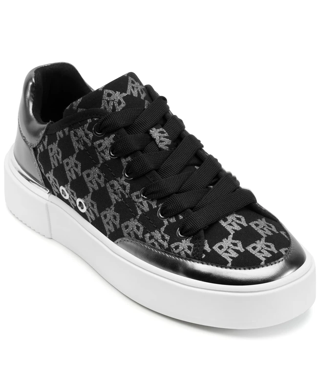 DKNY Women's Bradley Lace Up Trainers, Black Silver, 5.5 UK - Image 1