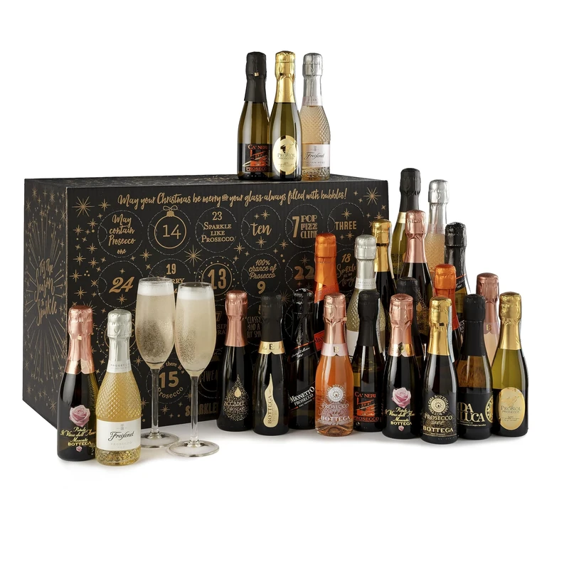 Thornton & France Sparkling Fizz Advent Calendar 2025 | Prosecco Gift Hamper For Wine Lovers | Prosecco Advent Calendar containing 24 Bottles of Mini Premium Prosecco