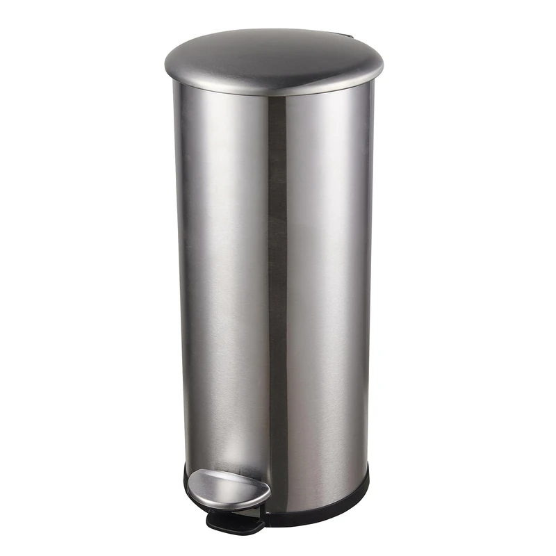 helit H2406700 – The Zinc Rubbish Bin 30 Litres Stainless Steel Pedal Bin with Galvanised and Flame Retardant Inner Container - Image 1