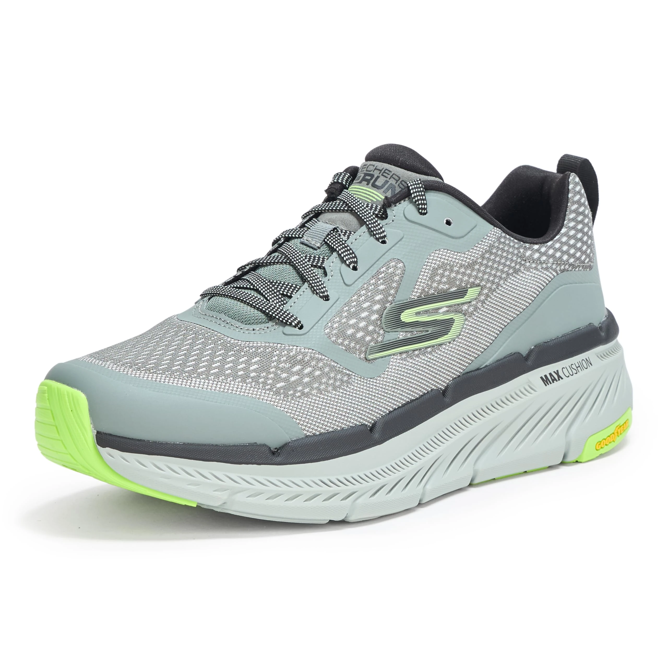 Skechers Men's Max Cushioning Premier Vantage 2.0, Gray/Lime, 7.5 UK