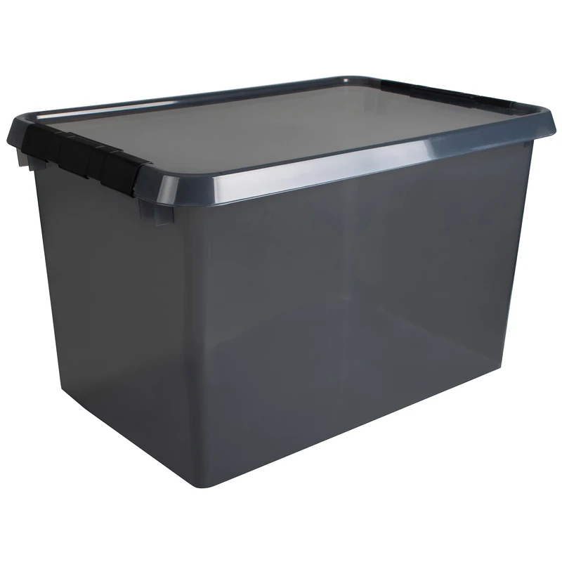 Helit The Comfort-Line H6165608 Storage Box 62 L Grey Transparent Organiser Box with Lid