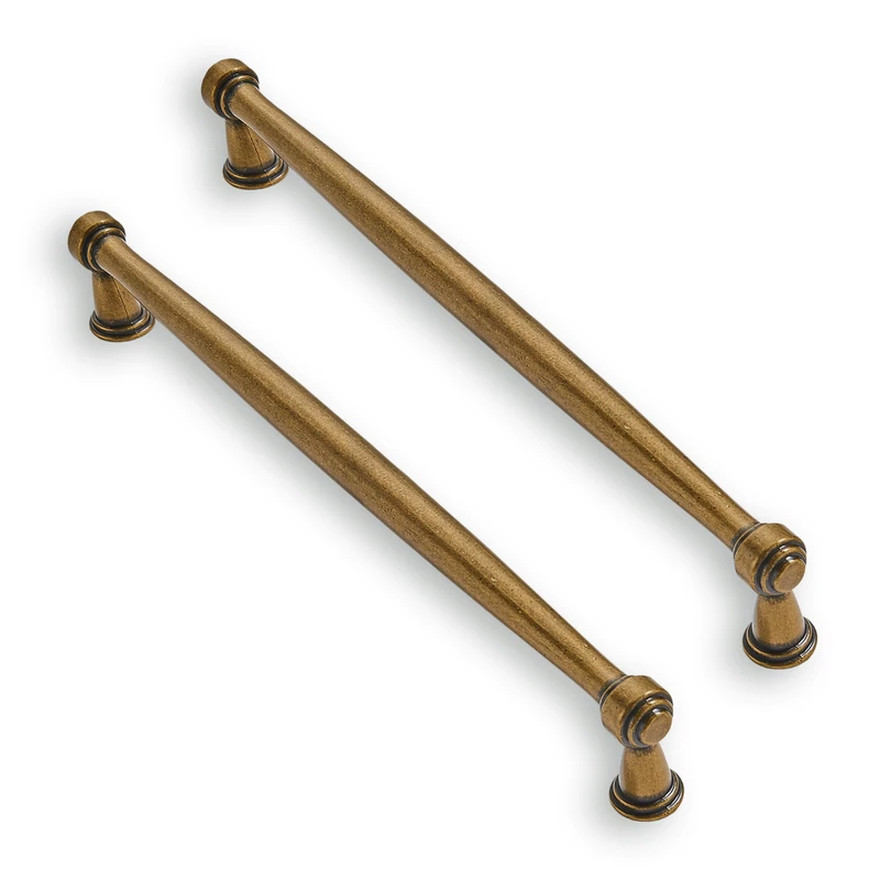 ZAUYX Solid Heavy Duty 10 Pack 8 Inch Hole Center Vintage Antique Brass Cabinet Pulls Kitchen Aged Cabinet Hardware Kitchen Handles for Cabinets Dresser Pulls Drawer Pulls