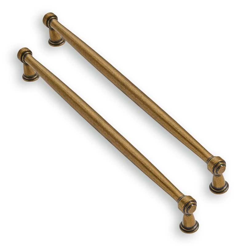 ZAUYX Solid Heavy Duty 10 Pack 10 Inch Hole Center Vintage Antique Brass Cabinet Pulls Kitchen Aged Cabinet Hardware Kitchen Handles for Cabinets Dresser Pulls Drawer Pulls