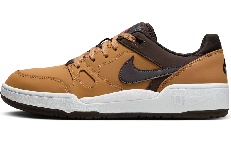 NIKE Men's Full Force LO PRM Sneaker, Flax Velvet Brown Baroque Brown White, 8.5 UK