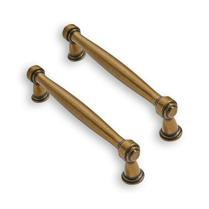 ZAUYX Solid Heavy Duty 10 Pack 3-3/4 Inch Hole Center Vintage Antique Brass Cabinet Pulls Kitchen Aged Cabinet Hardware Kitchen Handles for Cabinets Dresser Pulls Drawer Pulls