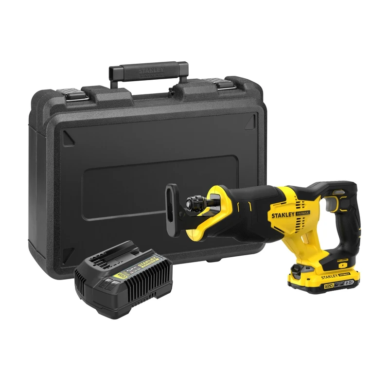 STANLEY FATMAX V20 Cordless Reciprocating Saw, Includes 2.0Ah Li-Ion Battery, 2A Charger and Kit Box, 18V,SFMCS300D1K-GB