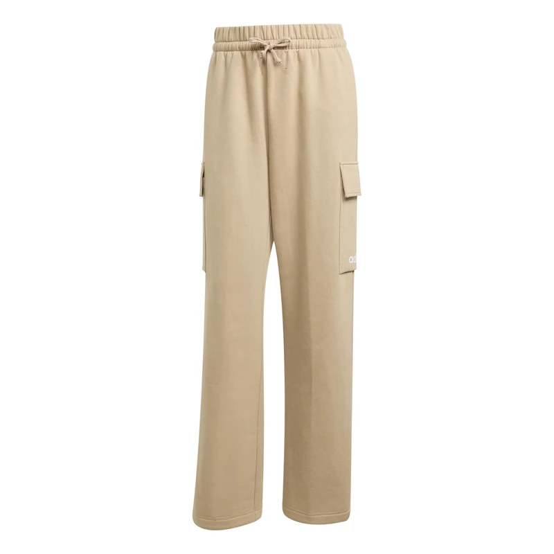adidas Women's Essentials Linear Fleece Cargo Pants, Warm Sandstone/White, L
