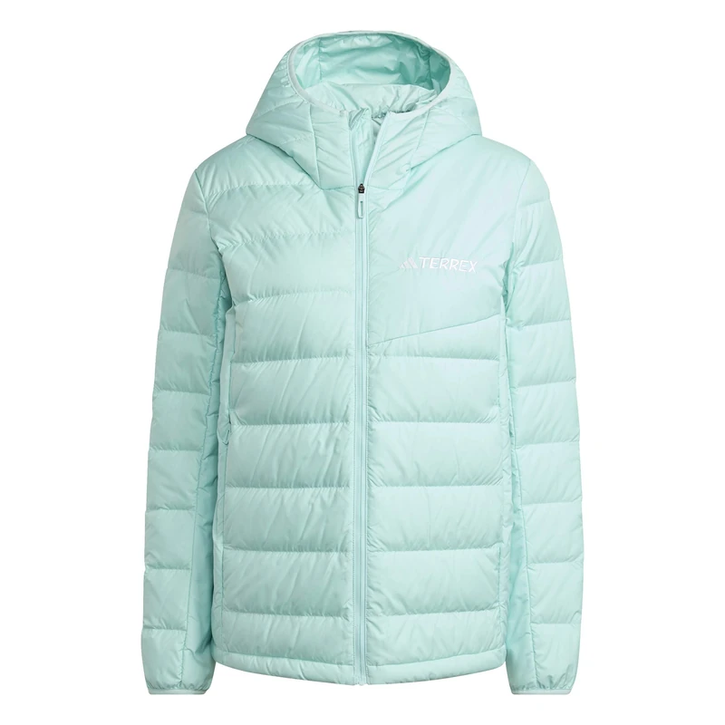 adidas Women's Terrex Multi Light Down CLIMAWARM Hooded Jacket, semi flash aqua, XL