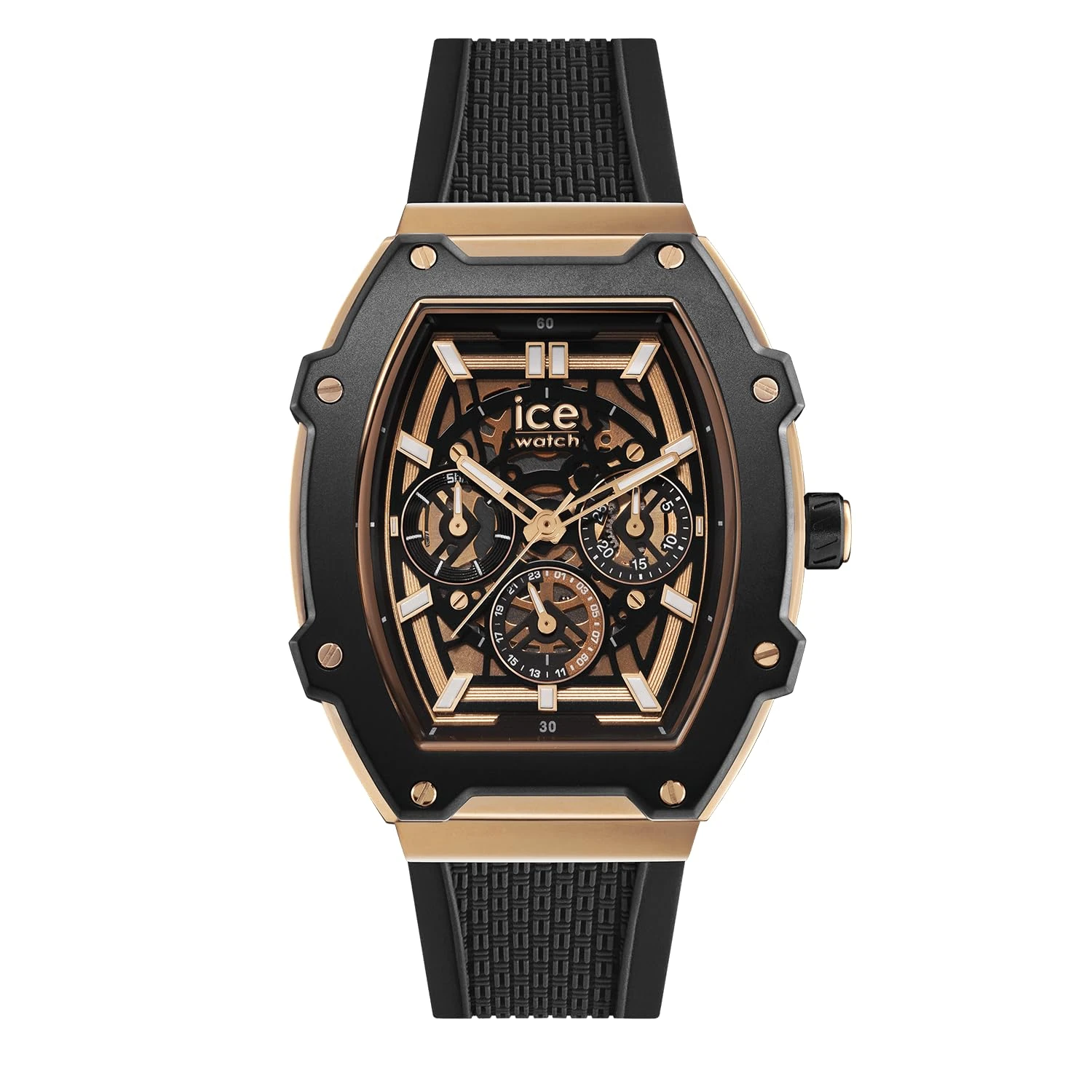 ICE-WATCH - ICE boliday Black Rose-Gold SKEL Steel - Men's Wristwatch with Silicon Strap - 024370 (Medium)