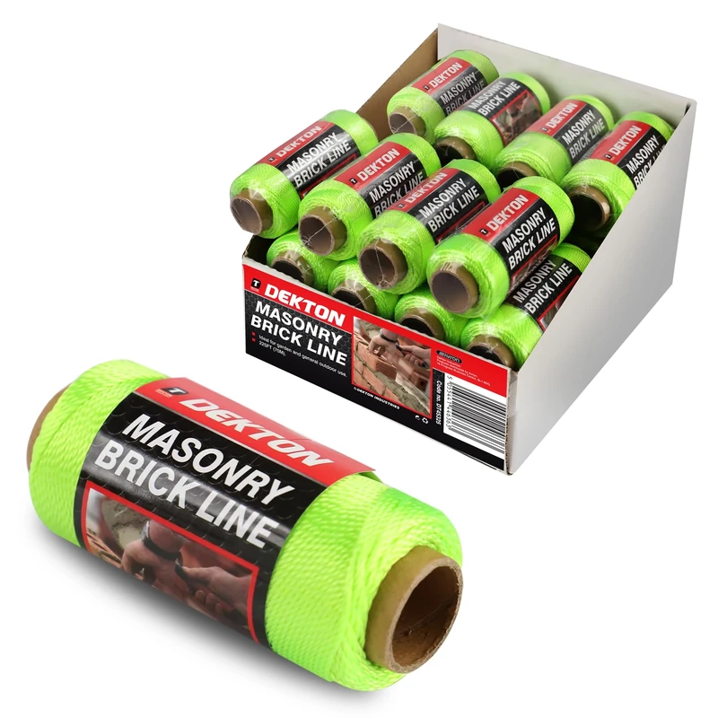 Dekton 24pc Masonary Brick Line 225ft (70m) Hi Vis Green- Strong Build Quality Avoids Breakage| Provides High Visibility And Greater Accuracy| Used For Building Plans, Masonry Tools, Crafting, Marking - Image 1