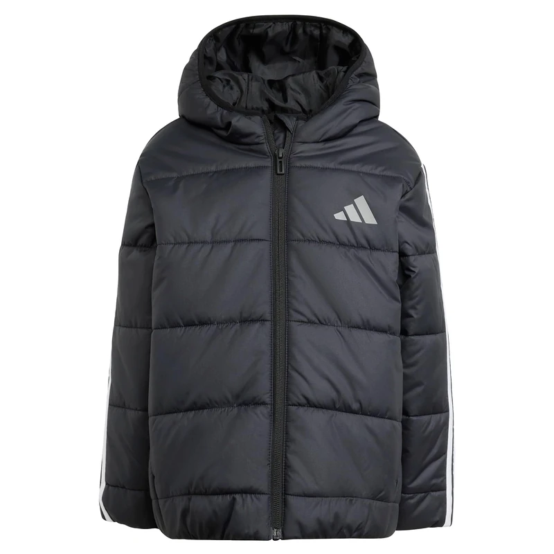 adidas Unisex Kids ESSENTIALS 3 STRIPES PADDED JACKET, black/white/white, 4-5 Years