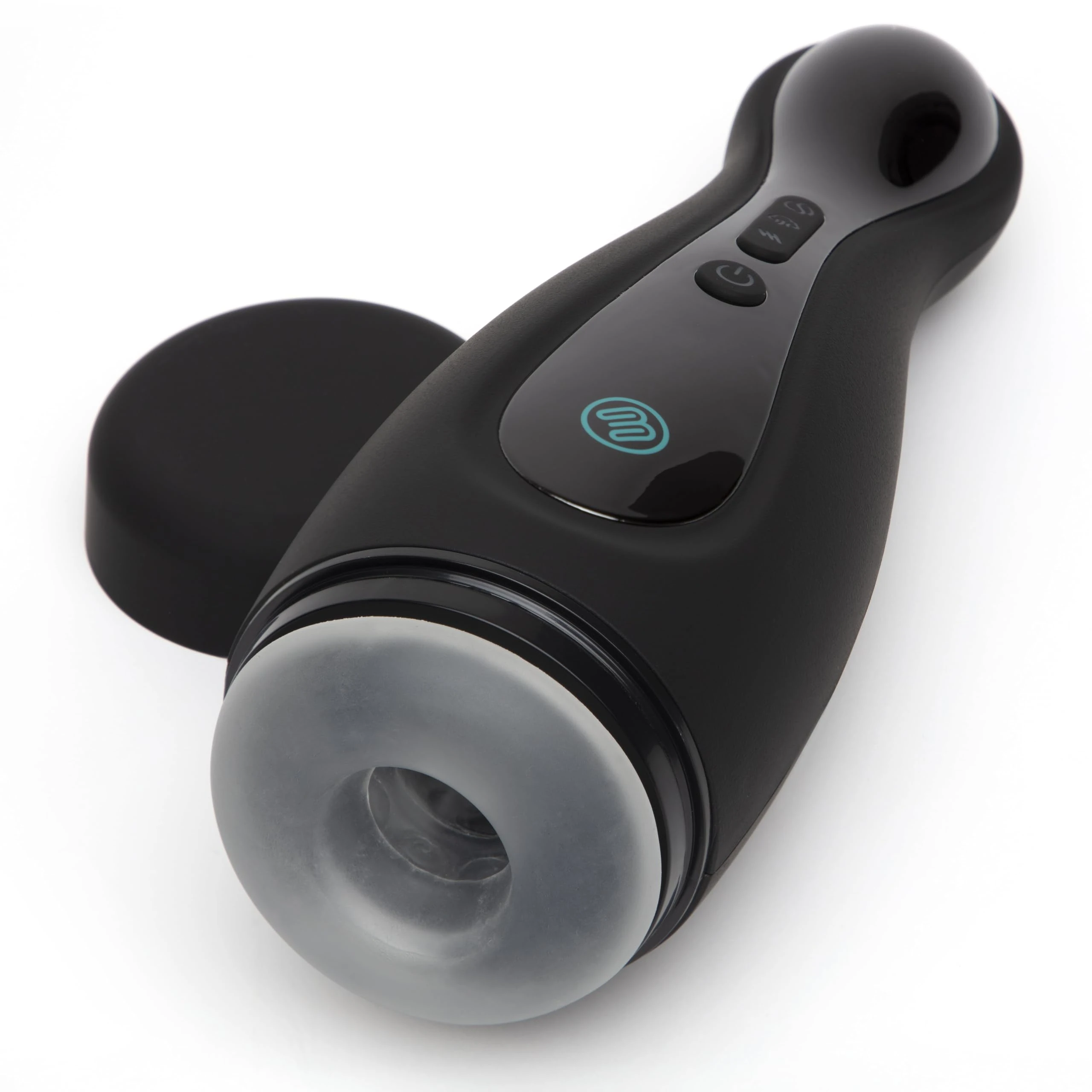 Lovehoney Blowmotion Sucking & Vibrating Male Masturbator - 4 inch Soft Textured Canal Male Sex Toy - 3 Suction Modes, 2 Speeds & 4 Vibration Patterns - Rechargeable Adult Sex Toy for Men - Black