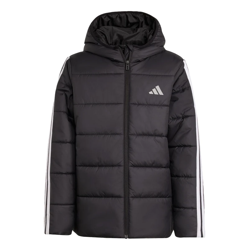 adidas Unisex Kids ESSENTIALS 3 STRIPES PADDED JACKET, black/black/white, 9-10 Years