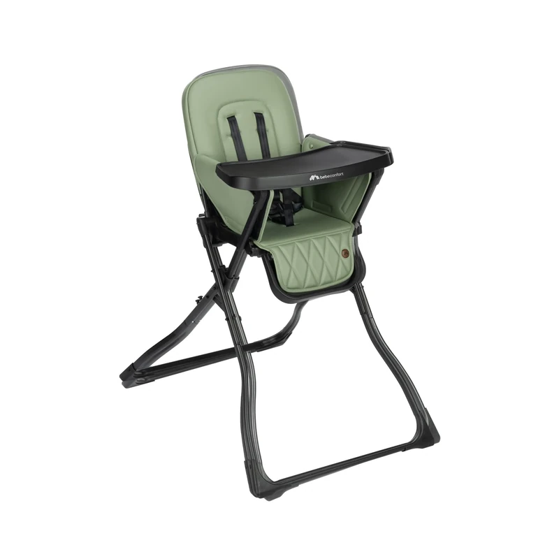 Bebeconfort Mallow, Baby High Chair, 0–3 Years, 0–15kg, Ultra Compact Fold, Comfortable Padded Seat, Easy to Keep Clean, Lighweight (5.6kg), Fast & Easy One Hand Fold, Mineral Green