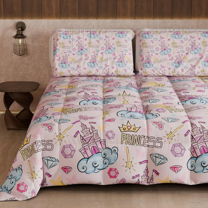 PETTI Artigiani Italiani - Quilt, Winter Duvet, Winter Quilt, Double Sided Quilt, Solid Colour and Digital Print, 100% Hypoallergenic Microfibre, Made in Italy