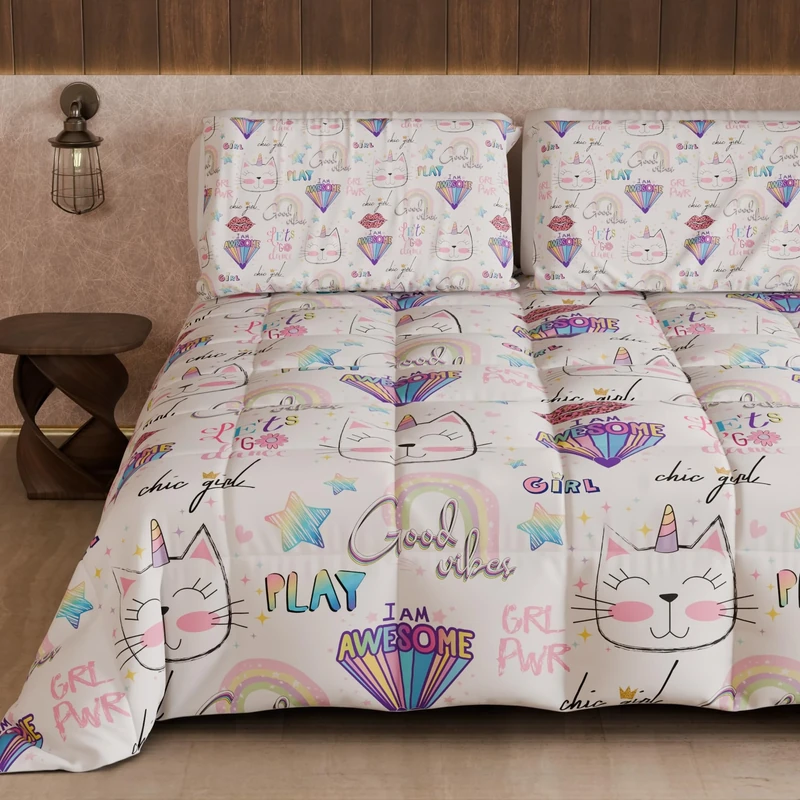 PETTI Artigiani Italiani - Quilt, Winter Duvet, Winter Quilt, Double Sided Quilt, Solid Colour and Digital Print, 100% Hypoallergenic Microfibre, Made in Italy