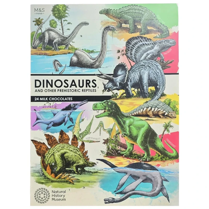 M&S Christmas Milk Chocolate Advent Calendar, Natural History Museum Cretaceous Period Dinosaurs, 24 Pieces, 80g