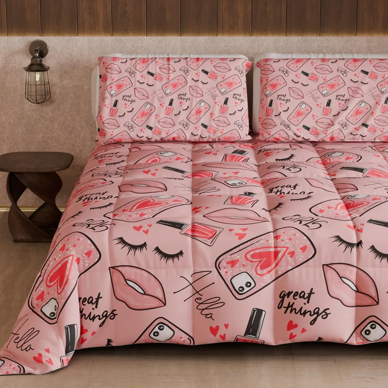 PETTI Artigiani Italiani - Quilt, Winter Duvet, Winter Quilt, Double Sided Quilt, Solid Colour and Digital Print, 100% Hypoallergenic Microfibre, Made in Italy