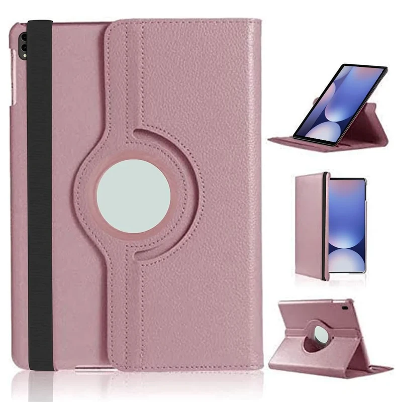 DN Technology Case For Samsung Galaxy Tab S10 Plus / S9 FE+ / S9+ 12.4 inch Multi Angle 360° Rotating Smart Folio Protective Tablet Cover with S Pen Holder (ROSE GOLD)