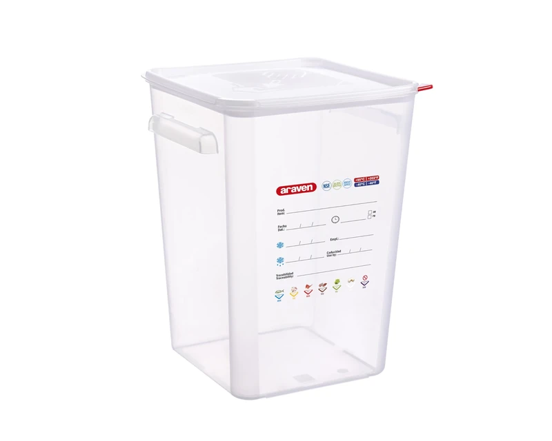 Araven Squared Transparent Container Polypropylene - 22Ltr with Lid 290x290x400