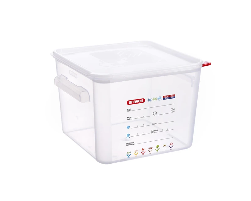 Araven Squared Transparent Container Polypropylene - 12Ltr with Lid 290x290x210