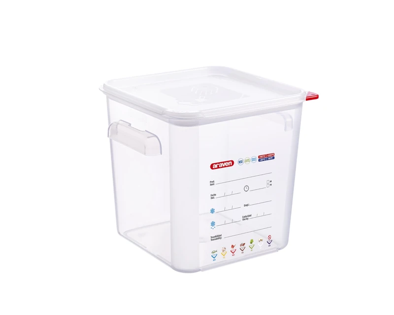 Araven Squared Transparent Container Polypropylene - 18Ltr with Lid 290x290x320