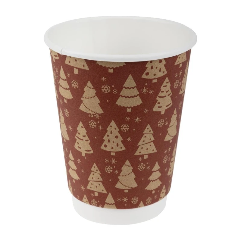 Fiesta Recyclable Hot Cup Double Wall Festive 12oz (Box 500)