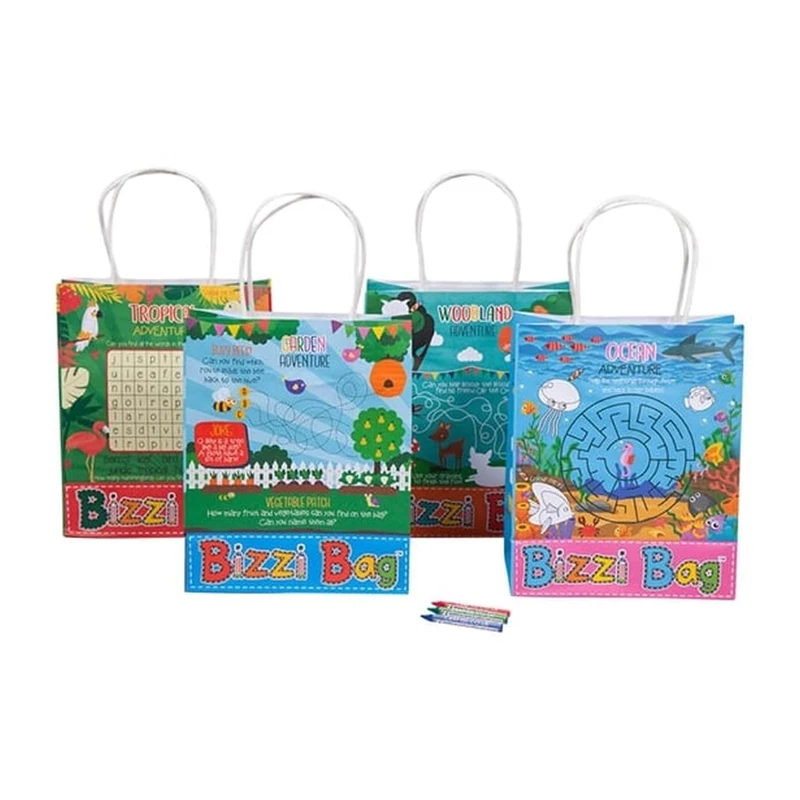 Crafti's Children's Assorted Meal Bags Tropical/Woodland/Ocean/Garden (Case 200)